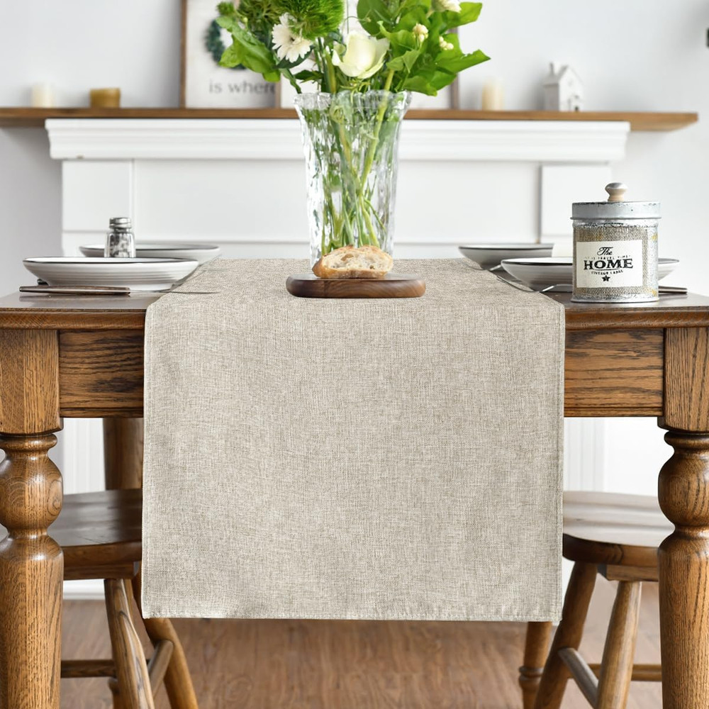 Artoid Mode Light Brown Table Runner, Seasonal Fall Washable Kitchen Dining Tabl