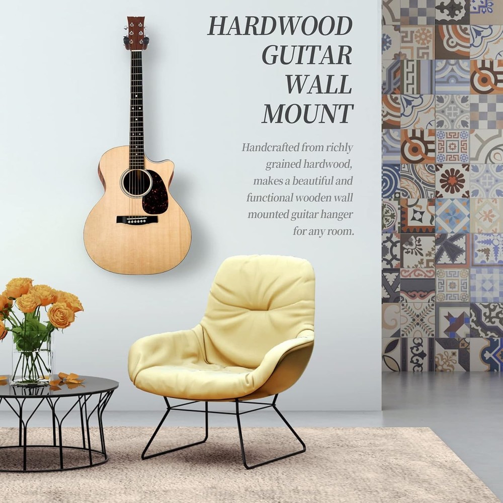 Guitar Wall Mount Hanger Solid Wood 1 pack hanger, 1 Pack hanger