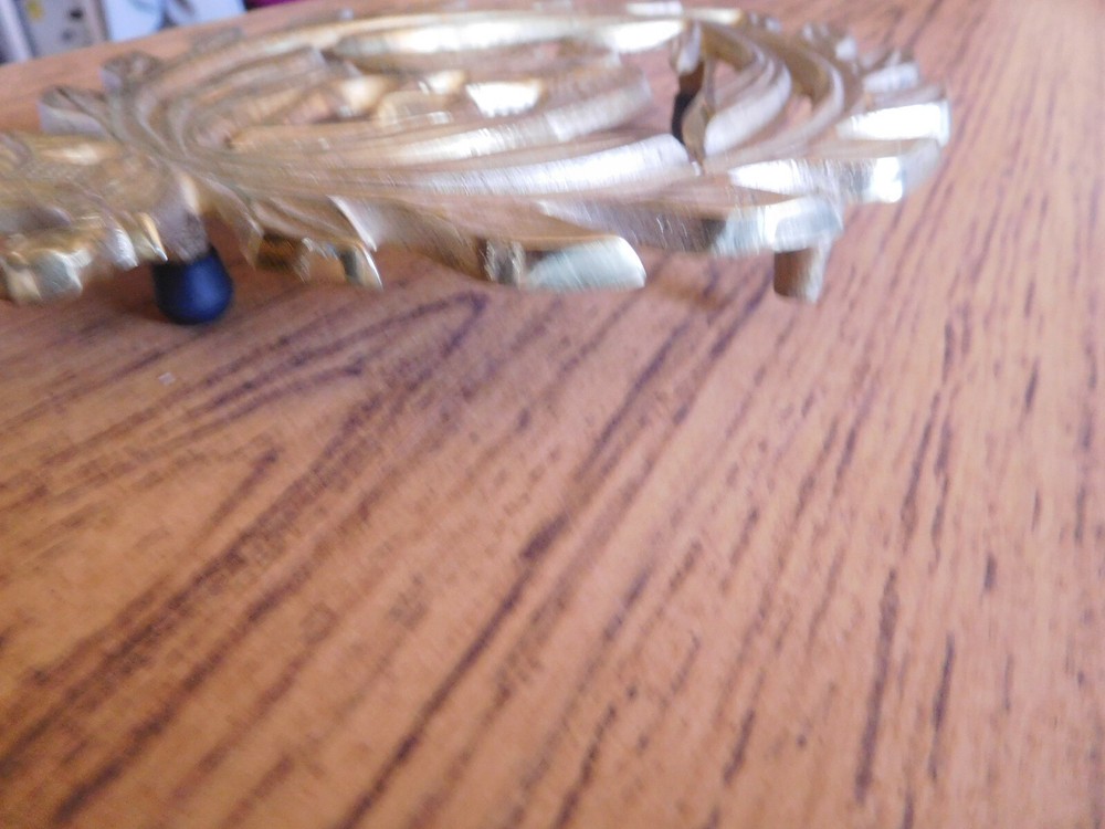 Vintage Solid Brass Eagle Trivet with Heart & Leaf Design~ 9x6 ~ FREE SHIP~ Nice