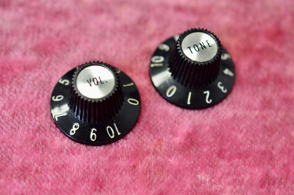 Vintage 1968 Gibson Witchhat Knobs Witch Hat Black Silver Inserts Es-335 SG Stan