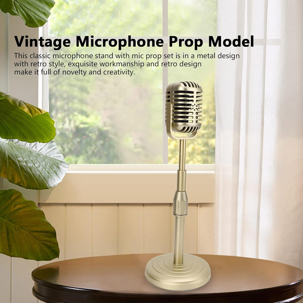 Vintage Microphone Prop Model Simulation Old Fashioned Microphone Model with Sta