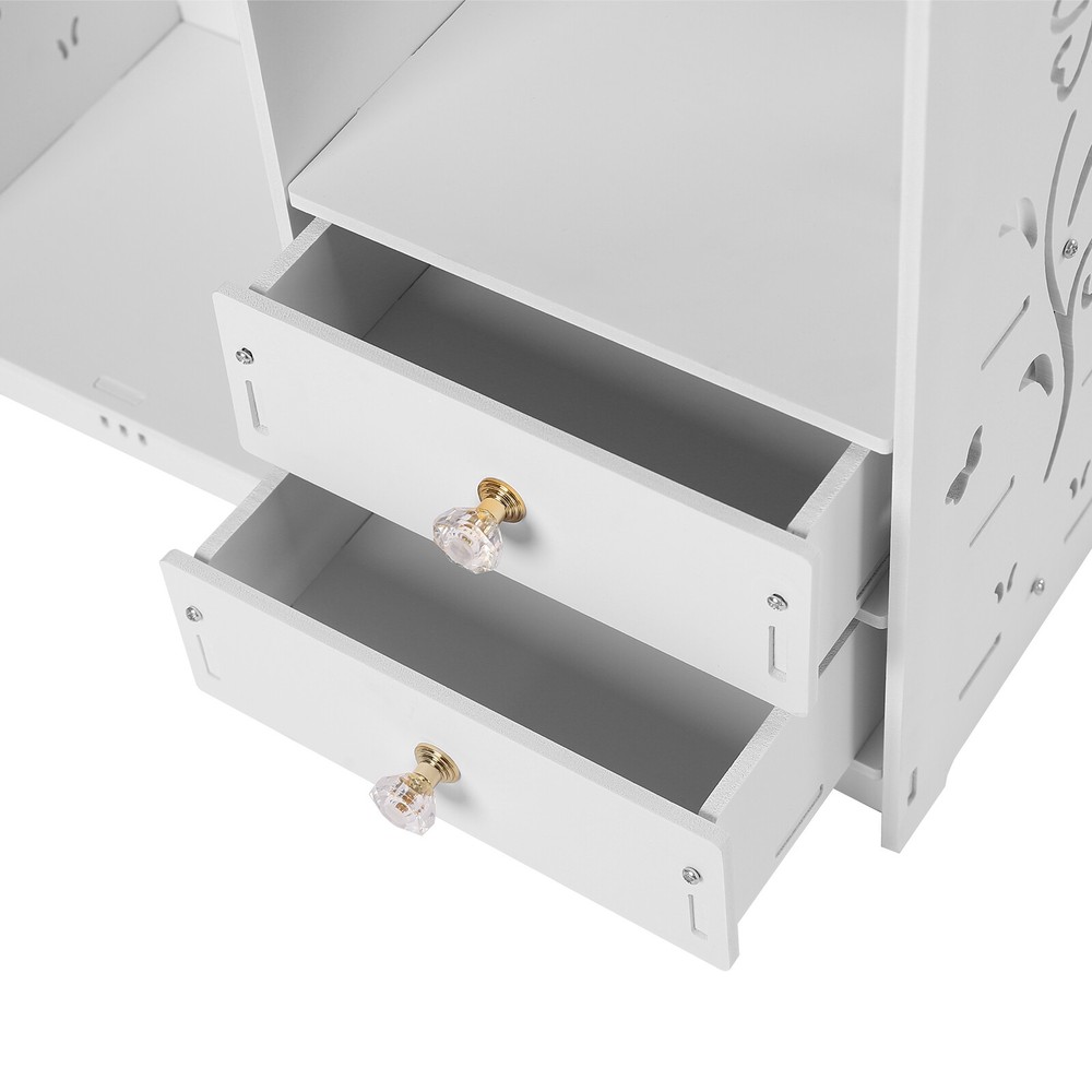 Wall Mounted Bathroom Cabinet Storage 2 Drawers Cupboard Organizer White