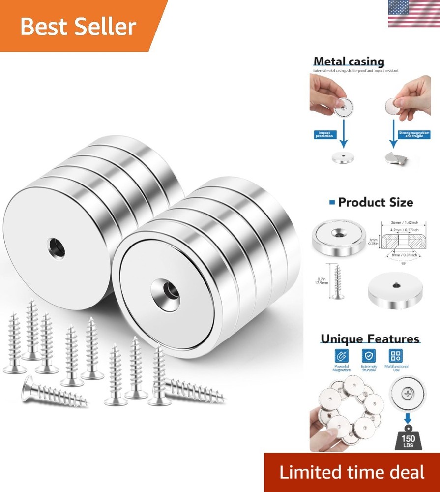 10-Pack Silver Neodymium Magnets, Each 150lb Pull Force - Ideal for Repairs