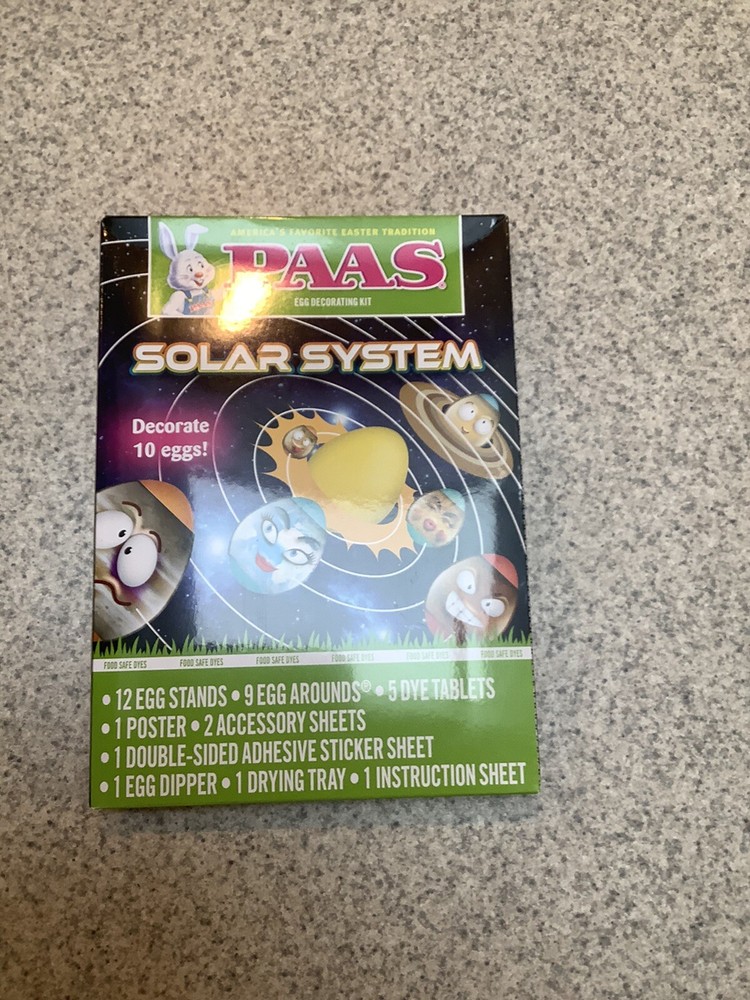 SOLAR SYSTEM EGG DECORATING KIT FOR 10 EGGS INCLUDES 5 DYE TABLETS,1 POSTER