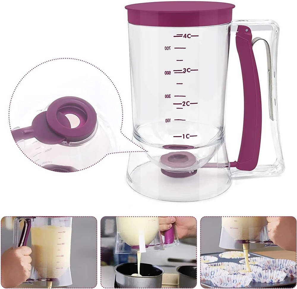 Pancake Cupcake Batter Dispenser Bakeware Maker with Measuring Label Baking Tool