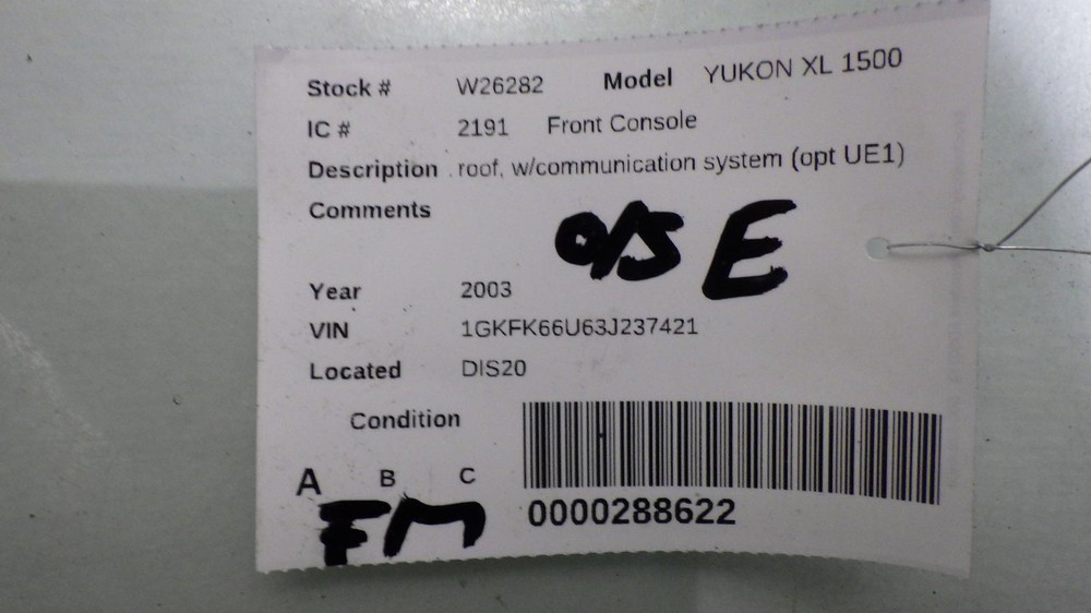 03 GMC YUKON XL 1500 Front Console