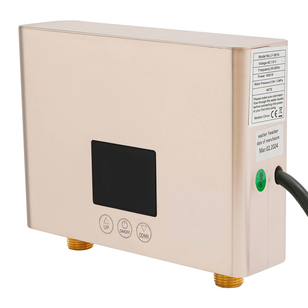 3000W Mini Electric Water Heater Wall Mounted Tankless Water Heater 86℉-131℉