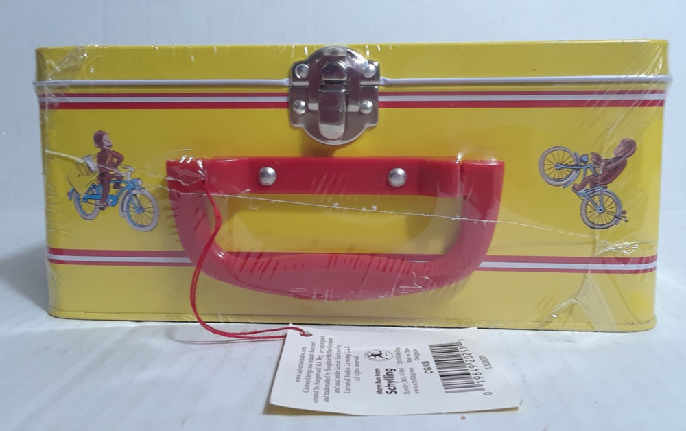 Curious George Tin Lunch Box Collectible Keepsake /Red Handle/Pristine Sealed
