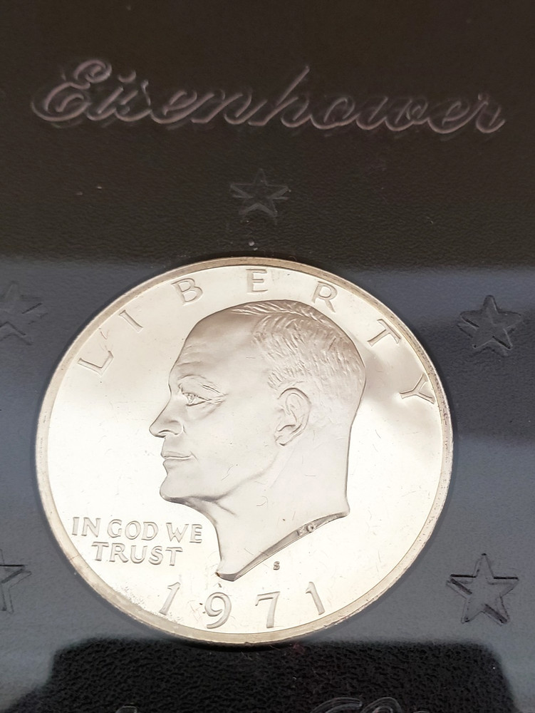 US Proof Silver 1971 S Eisenhower US Mint Package 40% Silver DDE Portrait Eagle