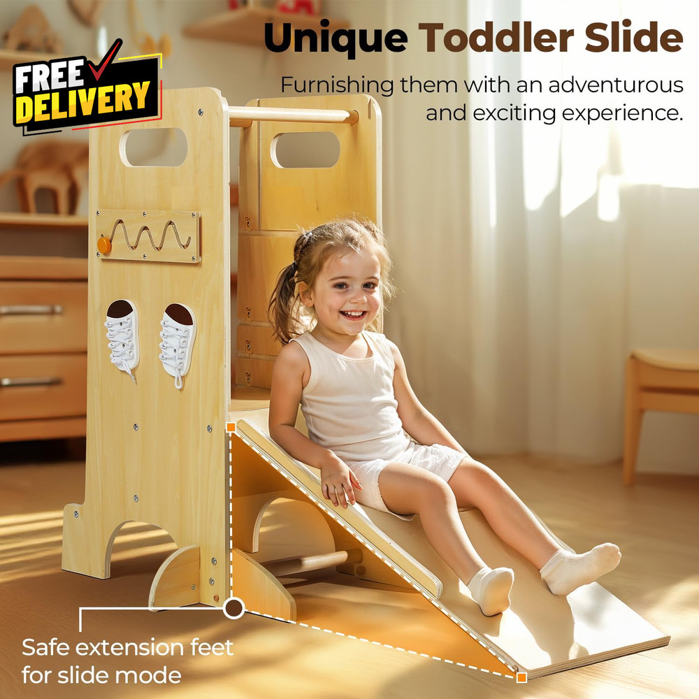 Toddler Tower 4 in 1 Toddler Kitchen Stool Helper Adjustable Standing Tower