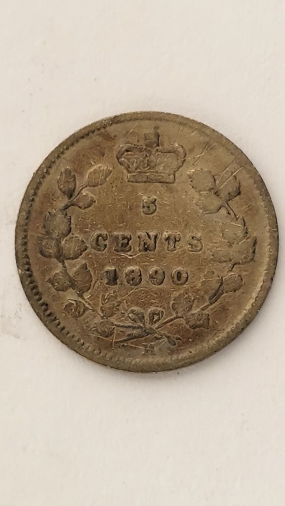 1890-H Canada 5 Cent Silver, .925 Silver