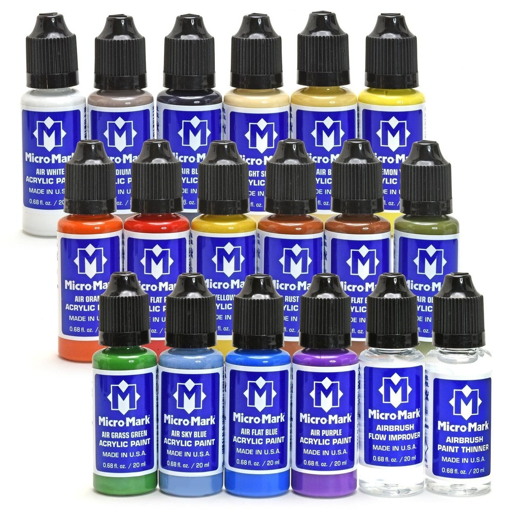 Micro-Mark Basic Color Airbrush Paint Set – Versatile Acrylic Paints for M