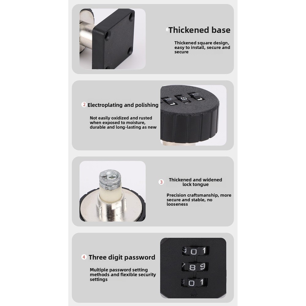 Combination Cabinet Cam Lock 3 Digits Password Coded Drawer Lock Black