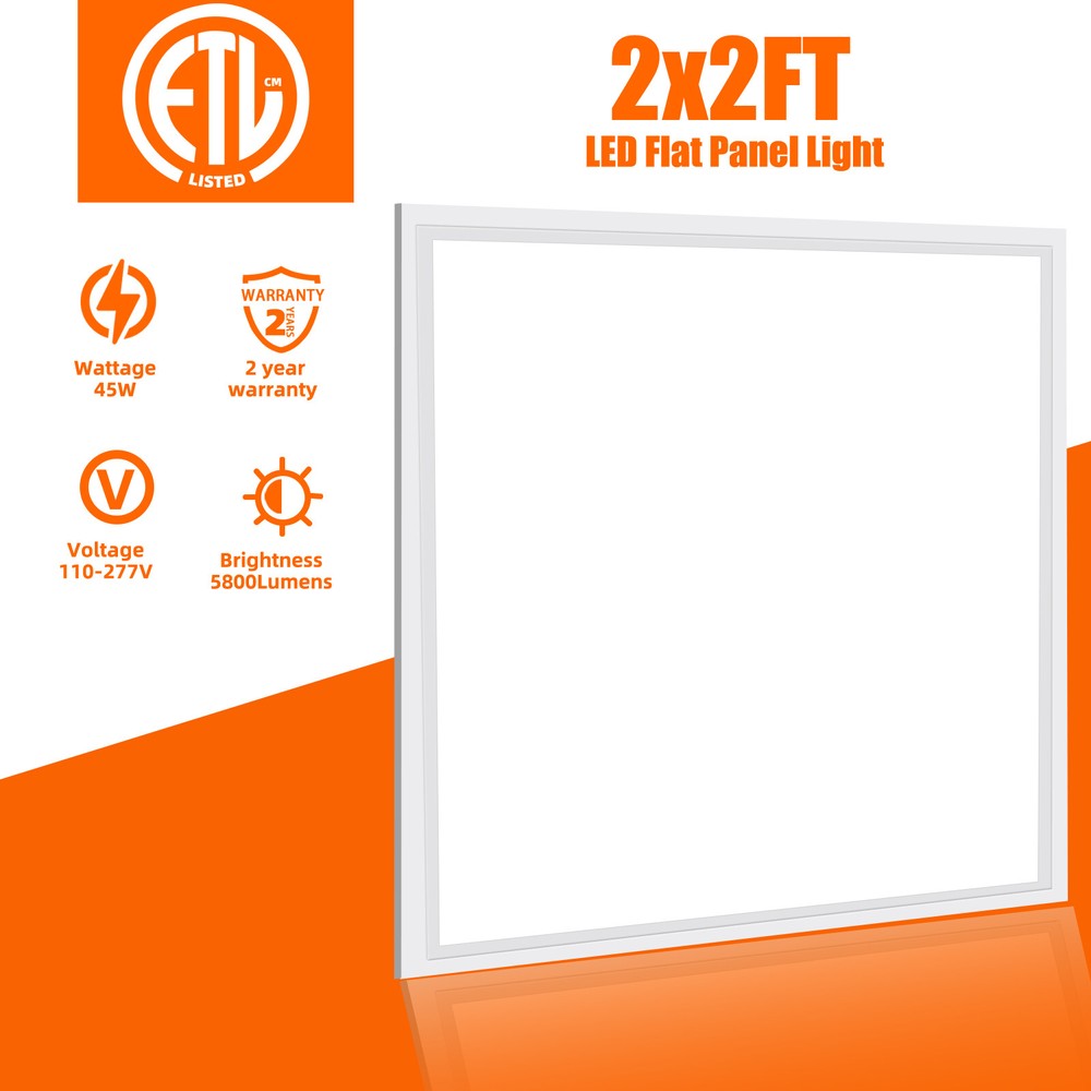 2Pack 2x2FT 45W LED Flat Panel Light,0-10V Dimmable,Drop Ceiling Lights,100-277V
