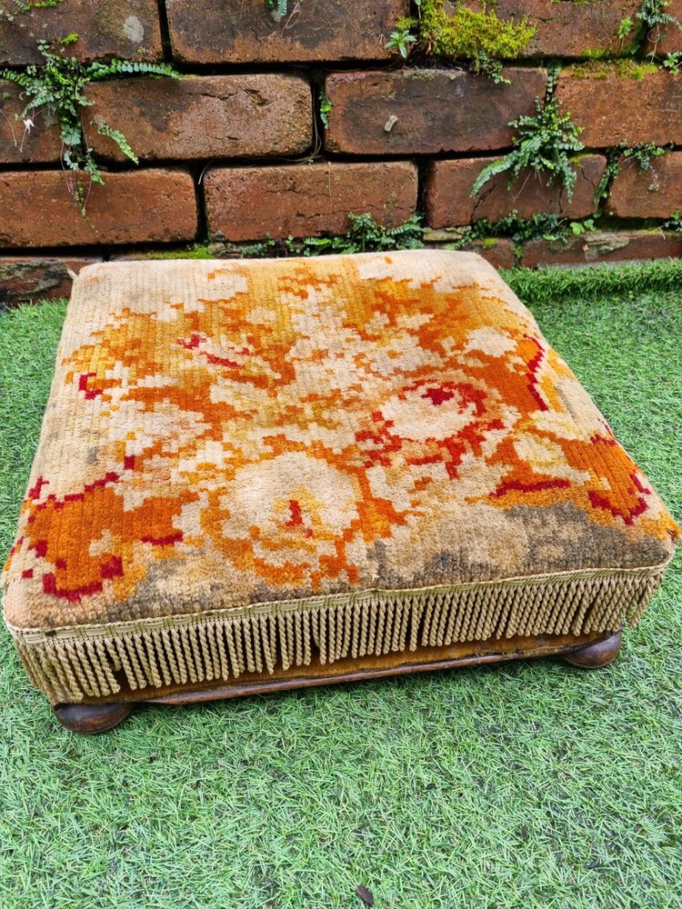 Square Victorian low pray kneeling  Footstool 39cm