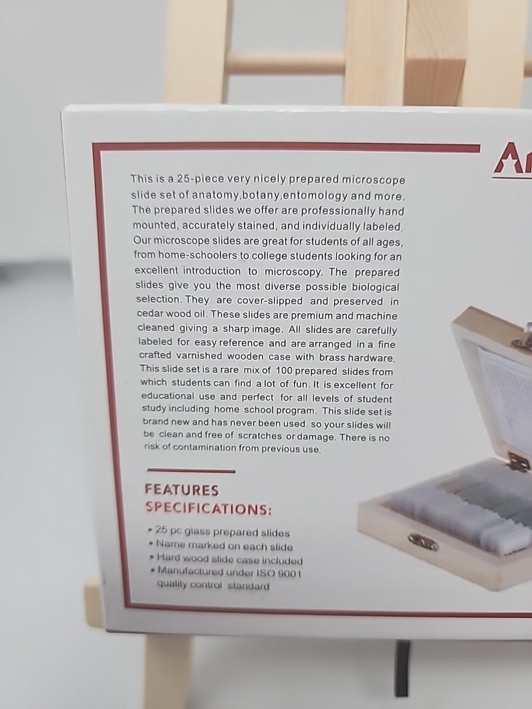 AmScope PS25 Prepared Microscope Slide Set for Basic Biological Science