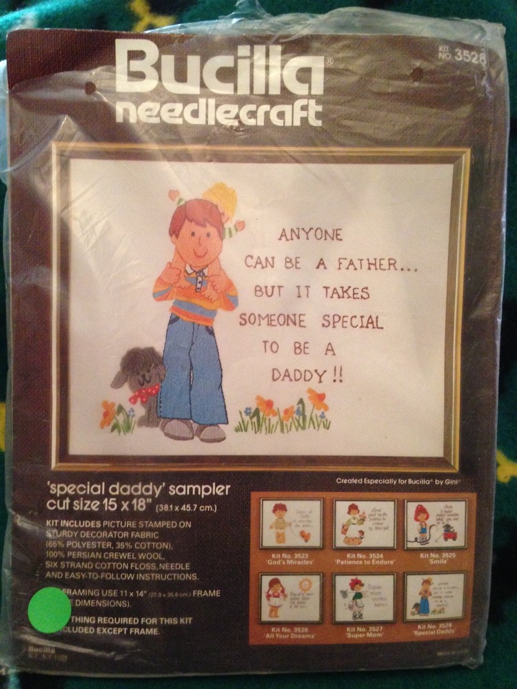 Bucilla "Special Daddy Sampler" 15" x18"  #3528 Complete Kit - New
