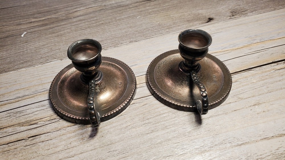 1890's solid silver Maastricht guild marked Dutch Neoclassical Candle Holders