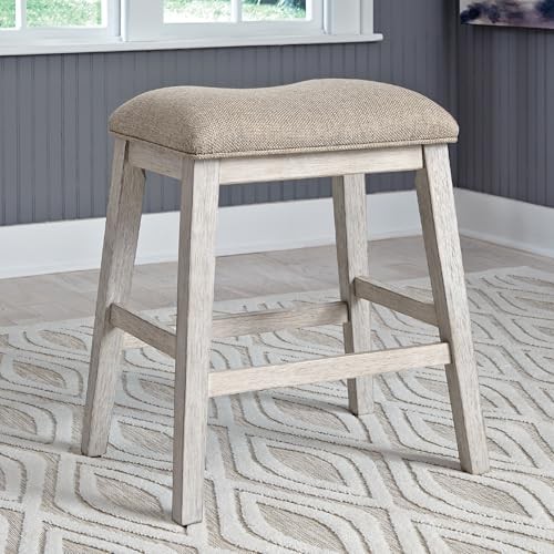 Skempton Modern 24" Counter Height Upholstered Barstool, 2 Count Whitewash
