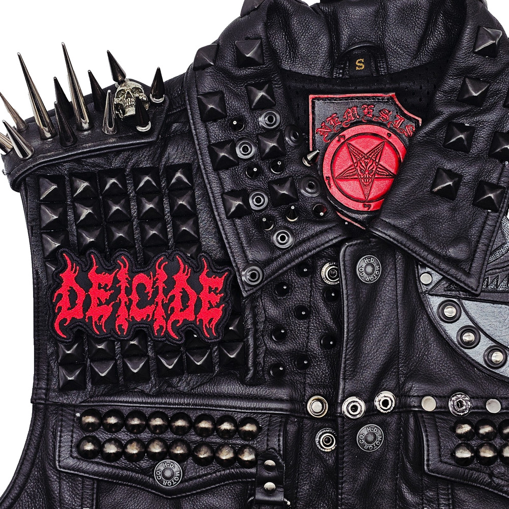 DEICIDE RED LOGO (shaped border) EMBROIDERED PATCH