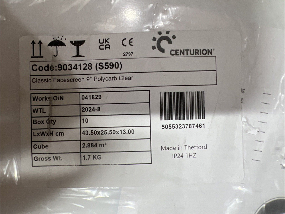 QTY 10 Centurion S590 Polycarbonate Face Shield Screen Classic 9" Replacement