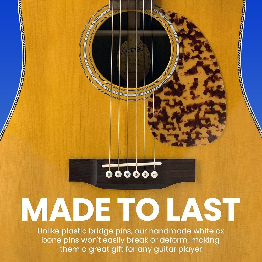 Slotted Pure Bone Bridge Pins with Abalone Dot for 6 & 12 String Guitars