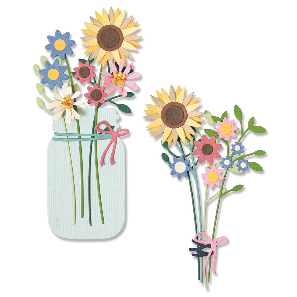 Sizzix Thinlits Summer Bouquet Lisa Jones Flowers In Jar Dies 662618
