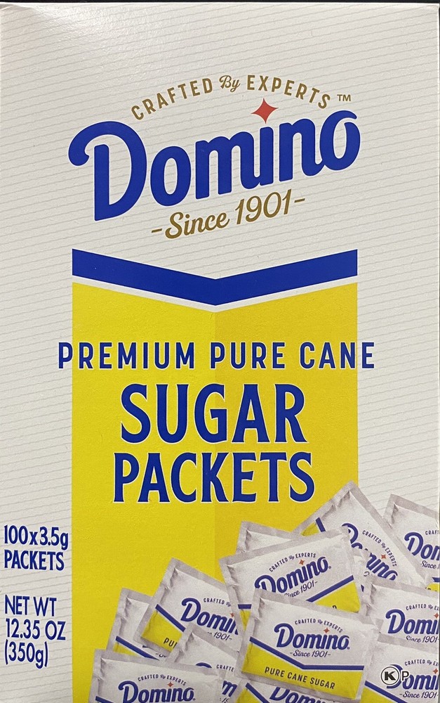 DOMINO Premium Pure Cane Sugar 100 Count Packets 12.35 oz Box
