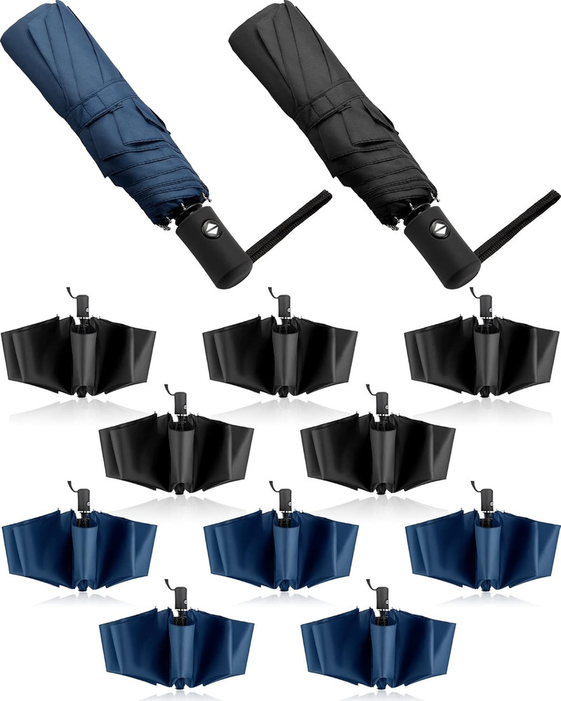 10 Pack Rain Umbrellas Bulk Automatic Open Close Collapsible Umbrella for Men Wo