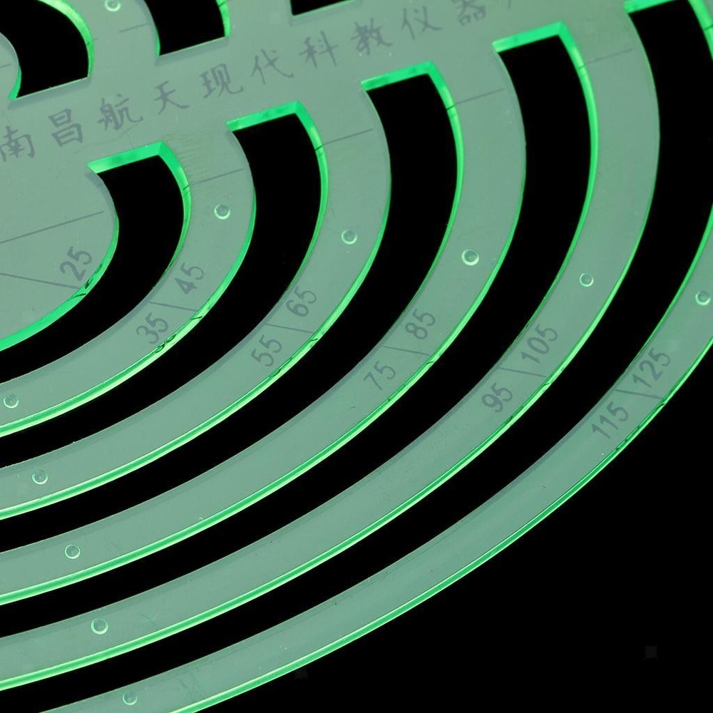 Plastic Drafting Drawing Tool Ruler Geometric Template for Students Green