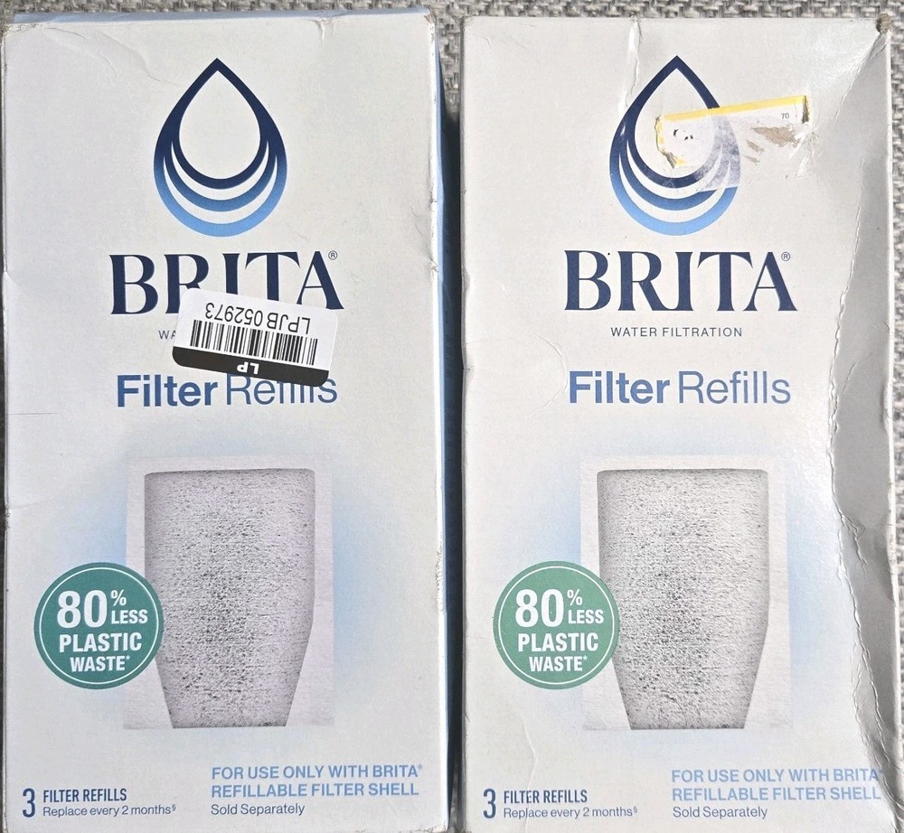 Brita Refillable Water Filtration System Filter 3 Refills 2 Pack 6 Total New
