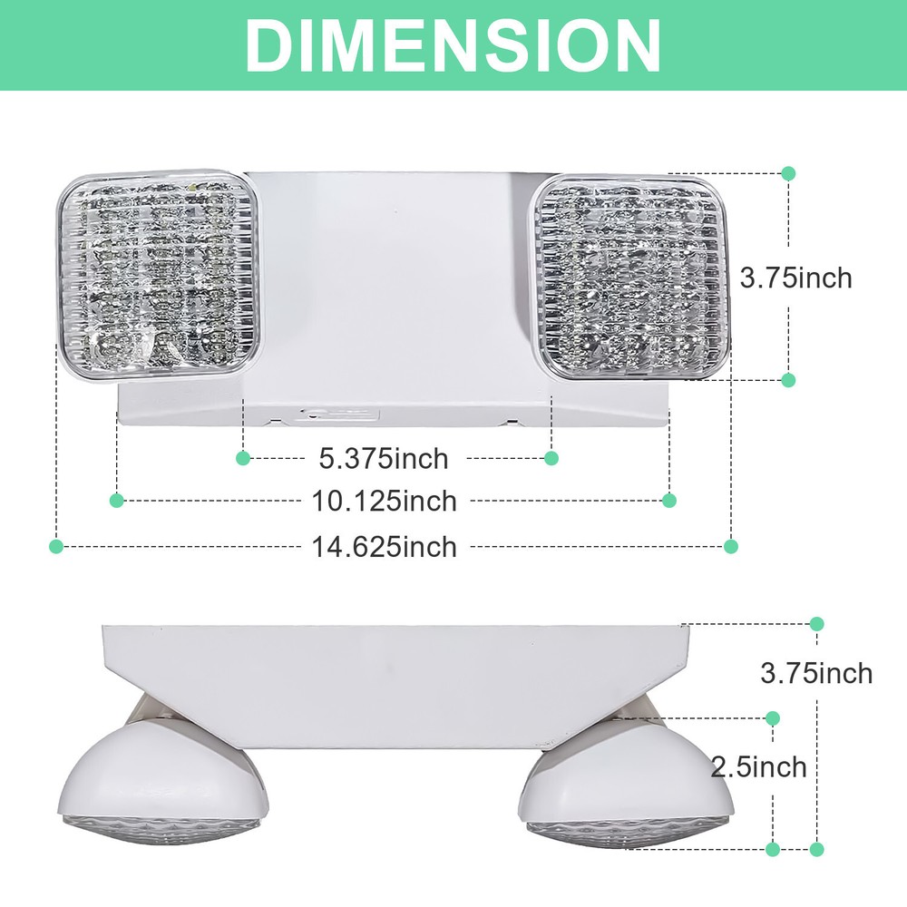 4 pack LED Emergency Lights , Exit Sign Light Adjustable Dual Head Battery Back