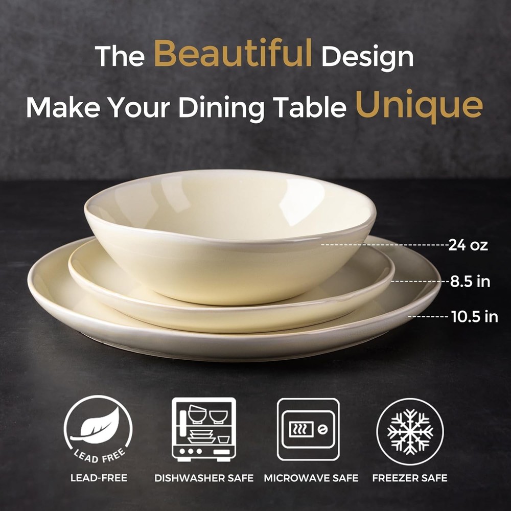 Ceramic Dinnerware Sets,Handmade Reactive Glaze Stoneware Plates & Bowls