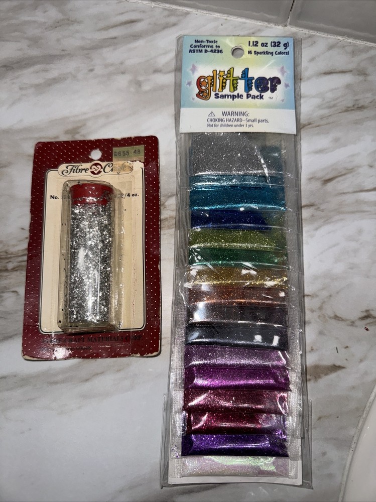 Glitter Sample Pack 2g 16/Pkg Assorted And Tube VTG