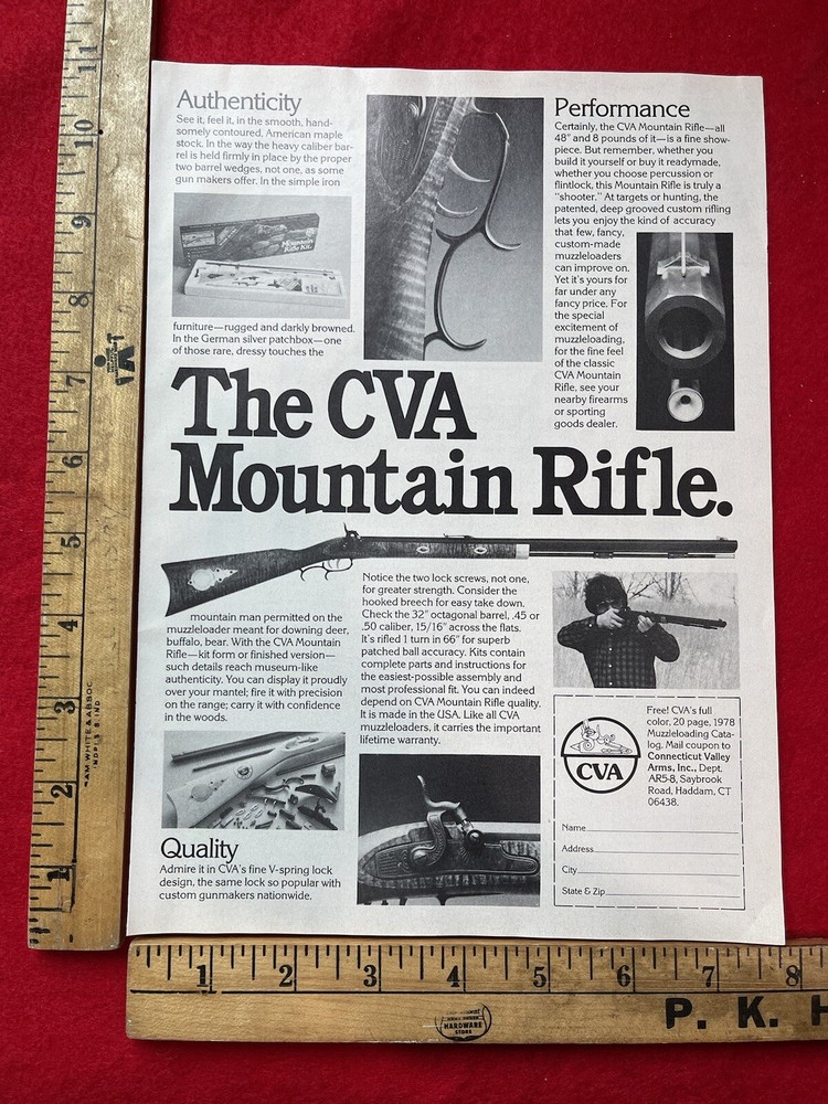 Vintage 1978 Print Ad CVA Mountain Rifle Advertisement