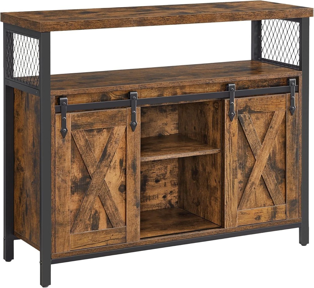 Buffet Storage Cabinet Sideboard with 2 Sliding Barn Doors Adjustable Shelves