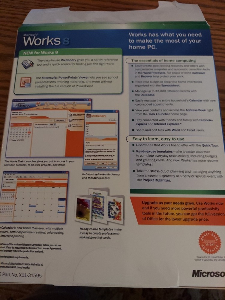 Microsoft Works 8 CD-ROM for XP, 2000, ME, 98, NT with Box, 2004