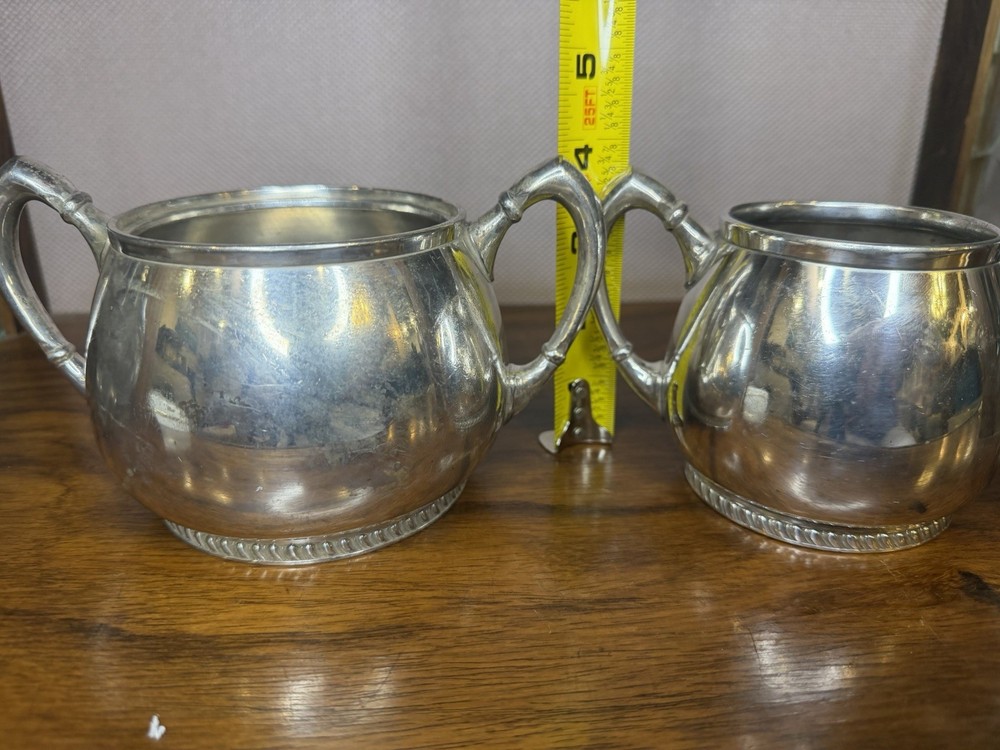 Rare 1951 Reed & Barton Silverplate 3150 Stackable Sugar & Waste Bowl Set