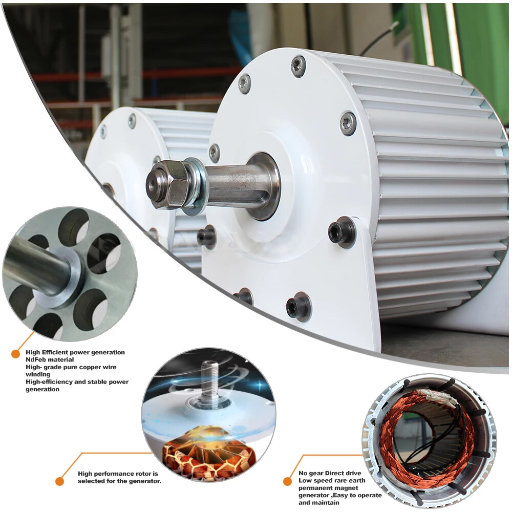 2000W 48V Permanent Magnet Generator 3 Phase Synchronous Low Torque Dynamo Motor