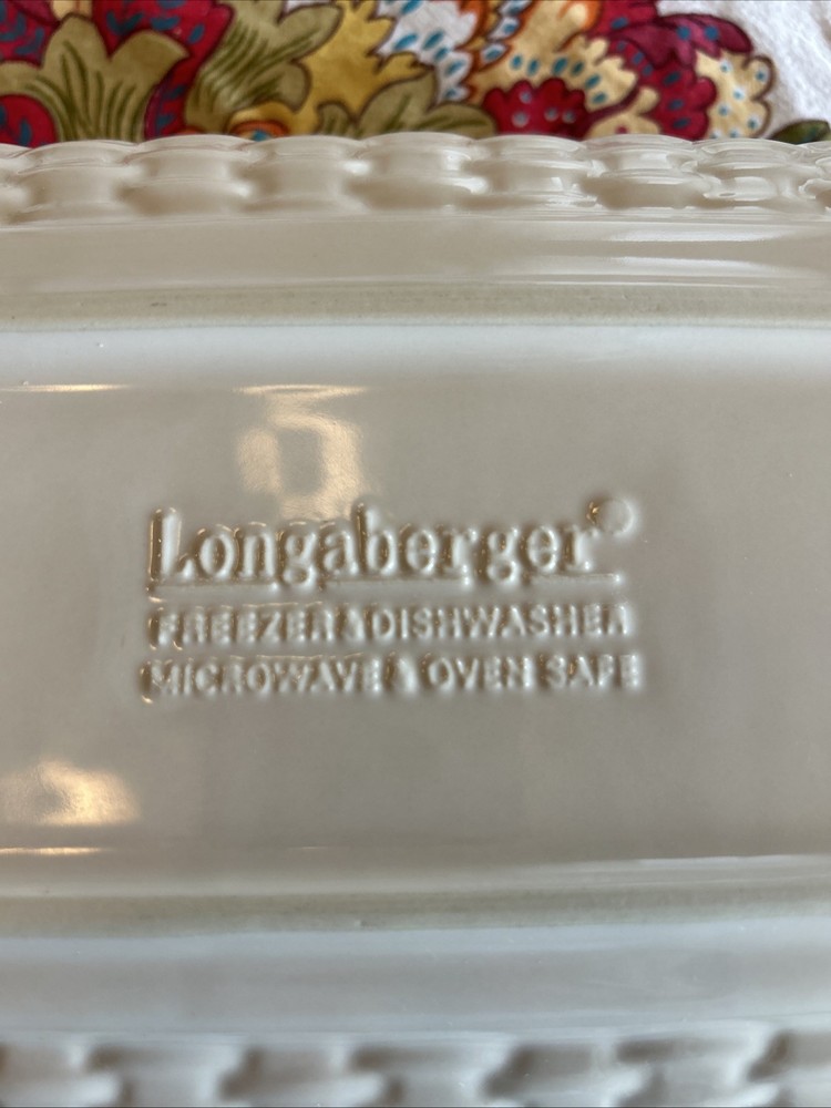 Rare Longaberger Woven Traditions Dish Rectangular Baker 12.5" x 6.5" Ivory