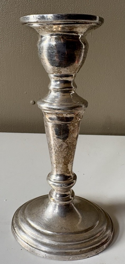 Vintage Silver Plated Candlestick Holder – Classical Baluster Form, 16cm
