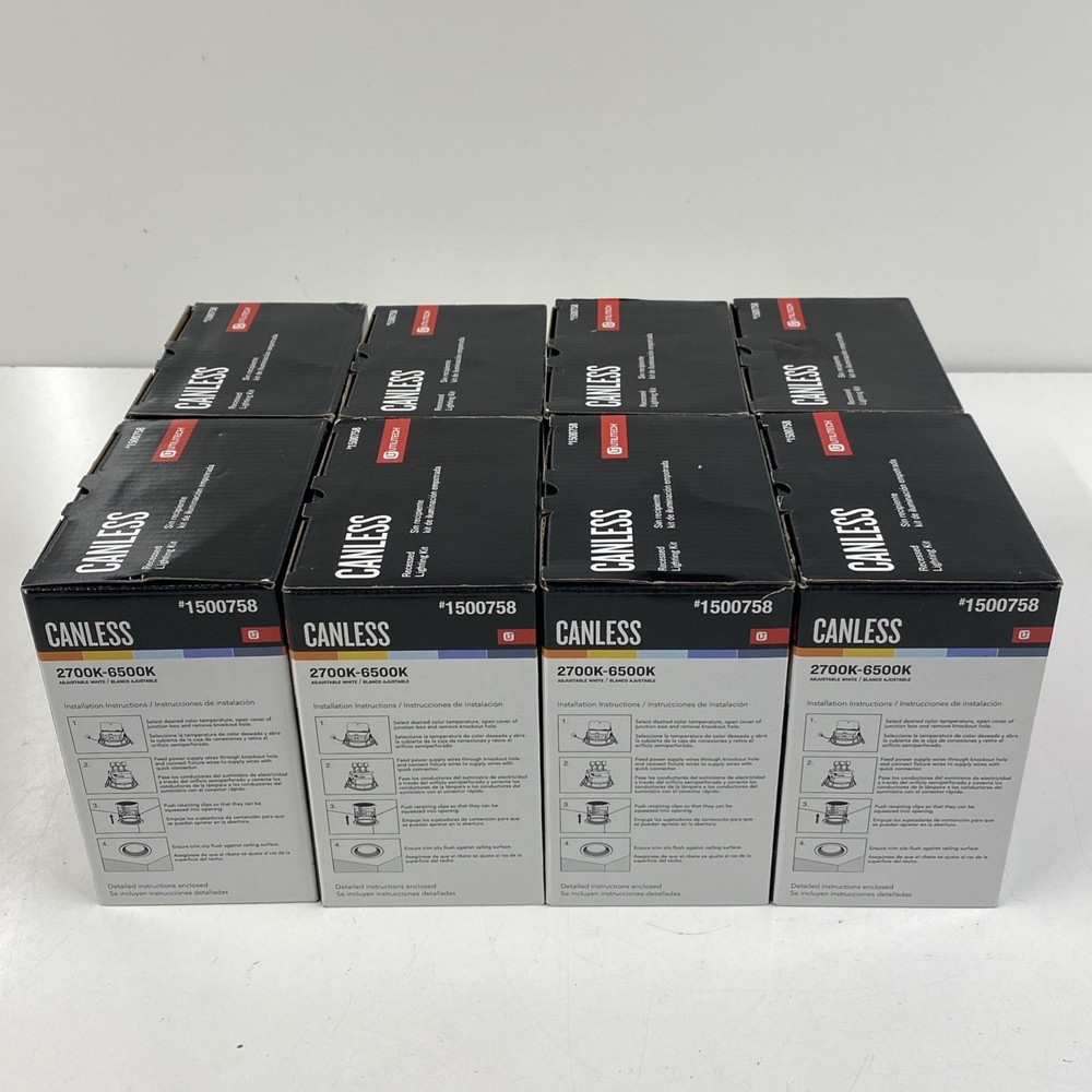 LOT x8 Utilitech Canless Recessed Lighting Kit #1500758 LED Adjustable White