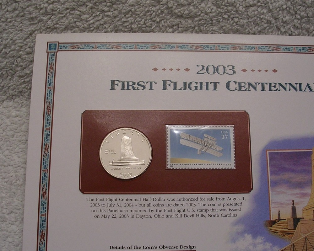 2003 P First Flight Centennial Half Dollar - Coin & Stamp Commemorative Panel