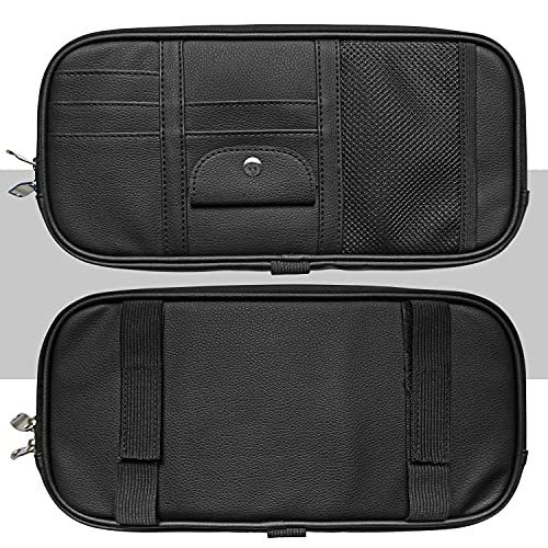 Car Sun Visor Organizer, Multi-Pocket Visor Organizer Storage Pouch for Black