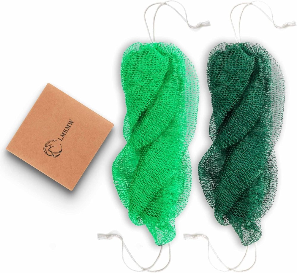 African Sponge Net Authentic – 2 Pack Exfoliating Bath Net with Knots & Handle