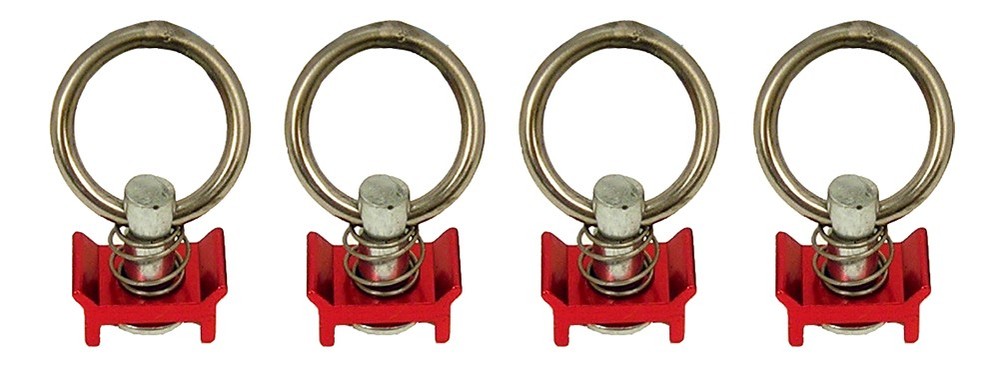 Pit Posse L Track Stud Ring Spring Loaded S Track Tie Down Anchor Red (4 pack)