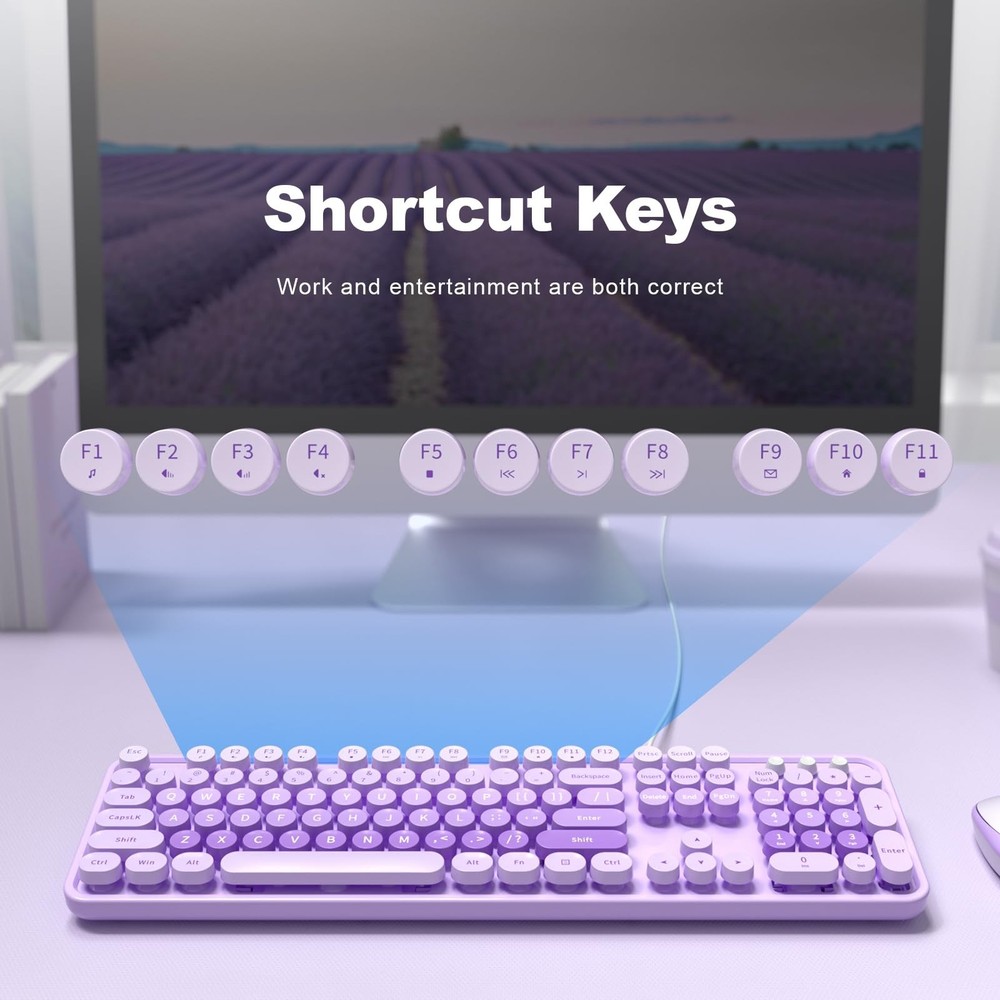 Large Print Keyboard, USB Wired Computer Keyboard, Full Size Keyboard with Nu...