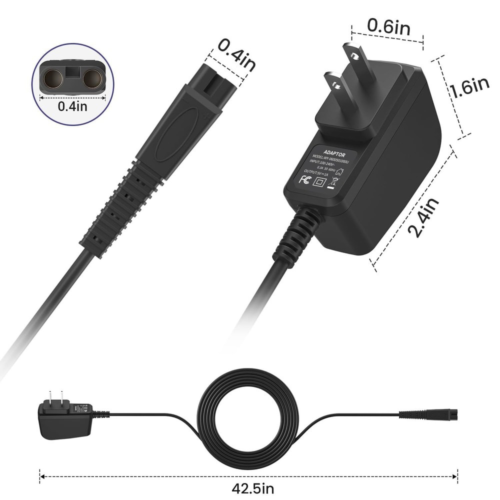 Versatile 5V 1A Compatible Adapter for Andis Shavers - Extra Long Cord Included