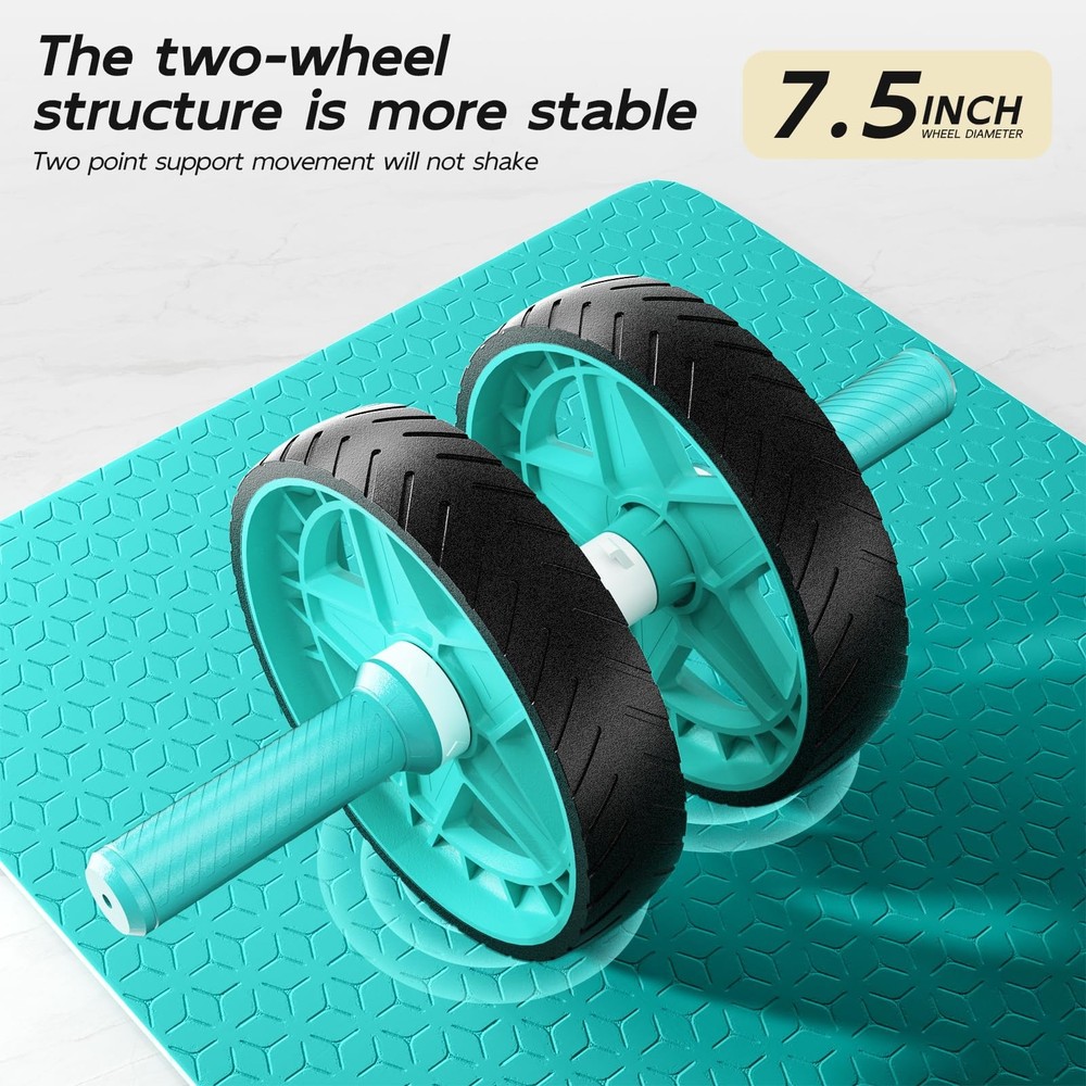 Double-Wheel Ab Roller for Core Training – Rebound Design with Adjustable Ela...