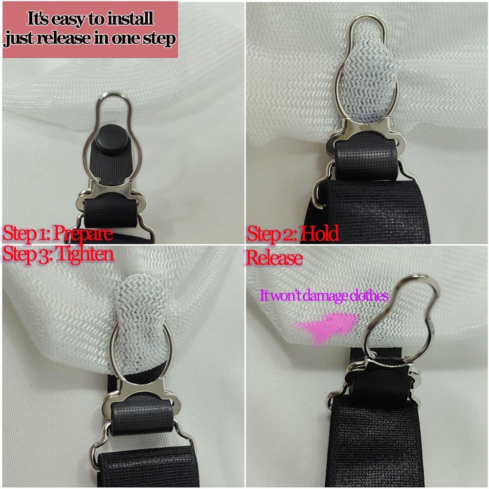 WILLWIN Multifunction Elastic Stocking Clips Suspenders One Size, Black